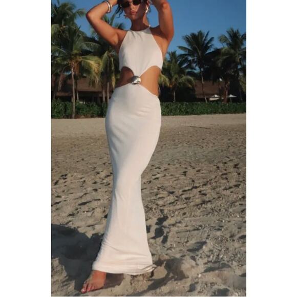 White Fox Maxi Dress Soft Sands Size XS Nide Beige Cream - Picture 6 of 6